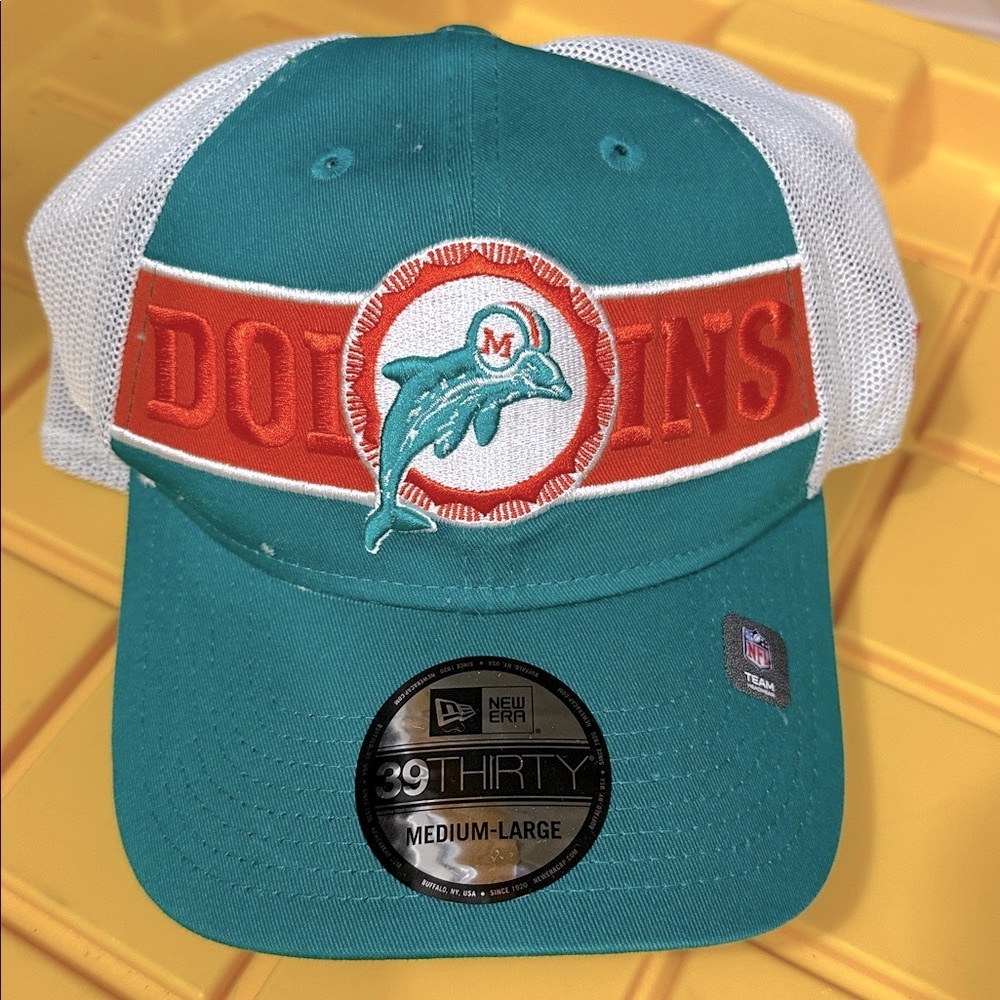 Men's Miami Dolphins New Era Aqua Sideline 39THIRTY‎ Flex Hat M/L